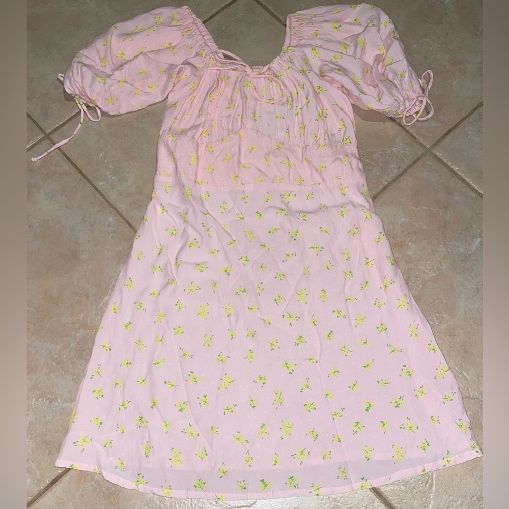 Faithfull the Brand Women’s Mini Dress Pink Peasant Boho 6 M
